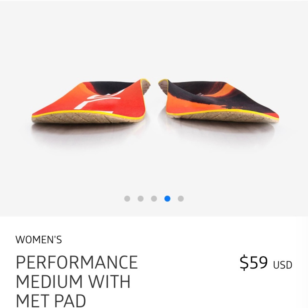 SOLE Performance Medium w/ Met Pad shoe Insole NWT